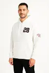 Üç İplik Kapüşonlu Ön Ve Arka Baskılı SweatShirt Hoodie - Beyaz-3