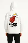 Üç İplik Kapüşonlu Ön Ve Arka Baskılı SweatShirt Hoodie - Beyaz-4