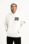 Üç İplik Kapüşonlu Ön Ve Arka Baskılı SweatShirt Hoodie - Beyaz-1