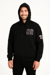 Üç İplik Kapüşonlu Ön Ve Arka Baskılı SweatShirt Hoodie - Siyah-2