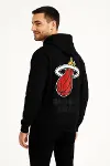 Üç İplik Kapüşonlu Ön Ve Arka Baskılı SweatShirt Hoodie - Siyah-4
