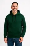 Erkek Üç İplik Kapüşonlu Kanguru Cepli SweatShirt Hoodie - Haki-4