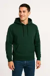 Erkek Üç İplik Kapüşonlu Kanguru Cepli SweatShirt Hoodie - Haki-1