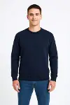 Erkek Üç İplik Düz Bisiklet Yaka SweatShirt - Lacivert-2