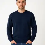 Erkek Üç İplik Düz Bisiklet Yaka SweatShirt - Lacivert-4