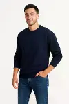 Erkek Üç İplik Düz Bisiklet Yaka SweatShirt - Lacivert-1