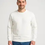 Erkek Üç İplik Düz Bisiklet Yaka SweatShirt - Beyaz-2