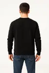 Erkek Üç İplik Düz Bisiklet Yaka SweatShirt - Siyah-3