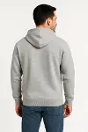 Erkek Üç İplik Kapüşonlu Tam Fermuarlı Kanguru Çepli SweatShirt Hoodie - Gri-2