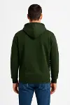Erkek Üç İplik Kapüşonlu Tam Fermuarlı Kanguru Çepli SweatShirt Hoodie - Haki-2