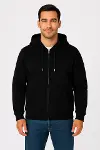 Erkek Üç İplik Kapüşonlu Tam Fermuarlı Kanguru Çepli SweatShirt Hoodie - Siyah-4
