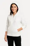 Üç İplik Kapüşonlu Tam Fermuarlı Kanguru Çepli SweatShirt Hoodie - Beyaz-3