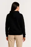 Üç İplik Kapüşonlu Tam Fermuarlı Kanguru Çepli SweatShirt Hoodie - Siyah-4
