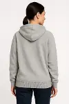 Üç İplik Kapüşonlu Tam Fermuarlı Kanguru Çepli SweatShirt Hoodie - Gri-2