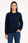 Üç İplik Düz Bisiklet Yaka SweatShirt - Lacivert-3
