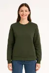 Üç İplik Düz Bisiklet Yaka SweatShirt - Haki-2