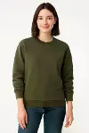 Üç İplik Düz Bisiklet Yaka SweatShirt - Haki-3