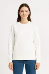 Üç İplik Düz Bisiklet Yaka SweatShirt - Beyaz-2