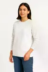 Üç İplik Düz Bisiklet Yaka SweatShirt - Beyaz-4