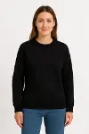 Üç İplik Düz Bisiklet Yaka SweatShirt  - Siyah-3