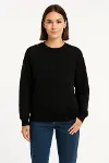 Üç İplik Düz Bisiklet Yaka SweatShirt  - Siyah-4