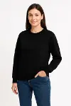 Üç İplik Düz Bisiklet Yaka SweatShirt  - Siyah-1