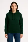 Üç İplik Kapüşonlu Kanguru Çepli SweatShirt Hoodie - Haki-3