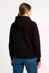 Üç İplik Kapüşonlu Kanguru Çepli SweatShirt Hoodie - Siyah-2