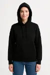 Üç İplik Kapüşonlu Kanguru Çepli SweatShirt Hoodie - Siyah-3