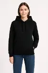 Üç İplik Kapüşonlu Kanguru Çepli SweatShirt Hoodie - Siyah-1