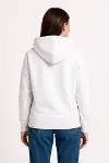Üç İplik Kapüşonlu Kanguru Çepli SweatShirt Hoodie - Beyaz-2