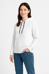 Üç İplik Kapüşonlu Kanguru Çepli SweatShirt Hoodie - Beyaz-3