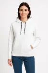 Üç İplik Kapüşonlu Kanguru Çepli SweatShirt Hoodie - Beyaz-1