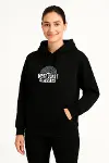 Üç İplik Kapüşonlu Ön Ve Arka Baskılı SweatShirt Hoodie - Siyah-2