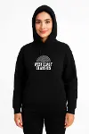 Üç İplik Kapüşonlu Ön Ve Arka Baskılı SweatShirt Hoodie - Siyah-1