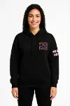 Üç İplik Kapüşonlu Ön Ve Arka Baskılı SweatShirt Hoodie - Siyah-2
