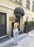 Su Yolu Çizgili Kolay Kombinle Ne Bilir Cepli Pantolon - Açık Mavi-2