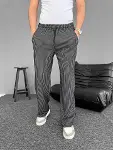 Su Yolu Çizgili Cepli Pantalon - Siyah-2