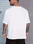 Baskılı Oversize Bisiklet Yaka T-shirt - Beyaz-2
