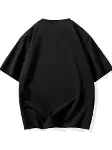 Baskılı Oversize Bisiklet Yaka T-shirt - Siyah-2