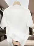 Baskılı Oversize Bisiklet Yaka T-shirt - Beyaz-4