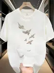 Baskılı Oversize Bisiklet Yaka T-shirt - Beyaz-1