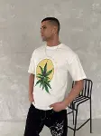 Ön Ve Arka Baskılı Oversize Bisiklet Yaka T-shirt- Beyaz-2
