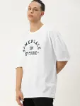Erkek Baskılı Oversize T-shirt - Beyaz-1