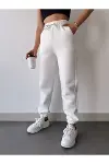 Üç İplik Basic Lastikli Eşofman Pantolon - Beyaz-4