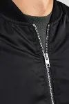 Unisex İçi Astarlı Düz Bomber Ceket - Siyah-2