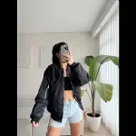 Unisex İçi Astarlı Düz Bomber Ceket - Siyah-3