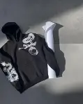 Uzun Kol Kapşonlu Baskılı SweatShirt - Siyah-2