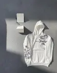 Uzun Kol Kapşonlu Baskılı SweatShirt - Beyaz-2