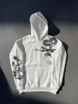 Uzun Kol Kapşonlu Baskılı SweatShirt - Beyaz-1